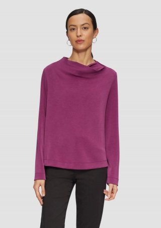 s.Oliver Fließendes Langarmshirt mit Wasserfall-Kragen - fuchsia
