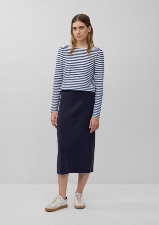 s.Oliver Weicher Midirock aus Scuba mit Schlitz - navy