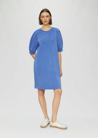 s.Oliver Kurzes Scuba-Kleid mit Faltendetail am Arm - royalblau