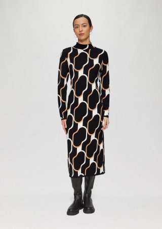 s.Oliver Strick-Kleid mit Stehkragen - schwarz