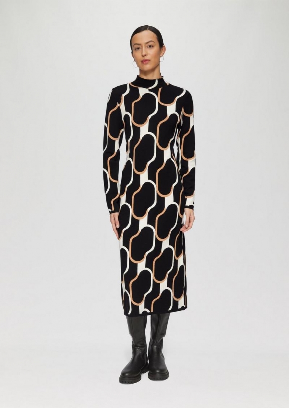 s.Oliver Strick-Kleid mit Stehkragen - schwarz