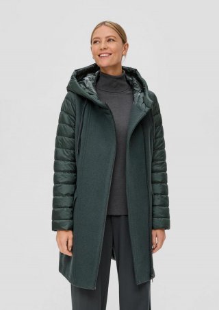 s.Oliver Outdoor-Mantel aus Materialmix - olivgrün