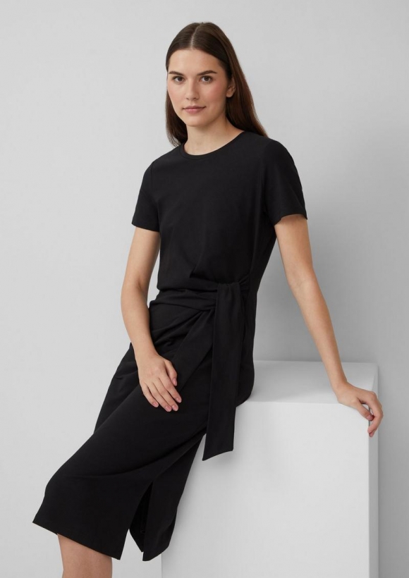 s.Oliver Jersey-Kleid mit Knotendetail - schwarz