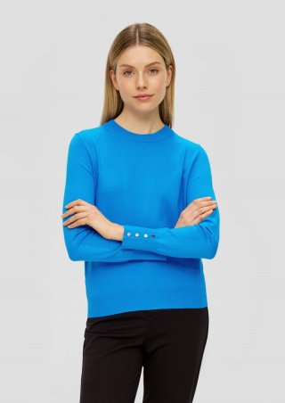 s.Oliver Feinstrickpullover mit Zierknöpfen - royalblau