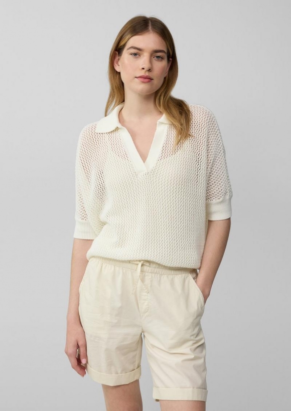 s.Oliver Oversized Ajour-Polo - weiß