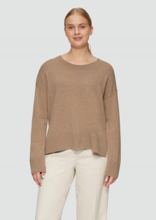 s.Oliver Strickpullover aus Kaschmirmix mit seitlichen Schlitzen - sandstein