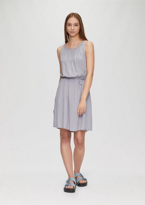 s.Oliver Viskose-Kleid mit Cut-out und Bindeband - grau