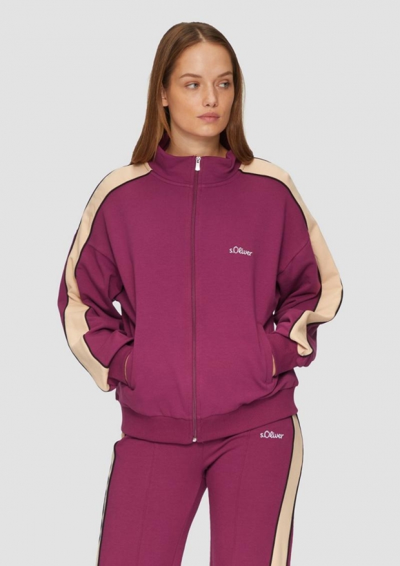 s.Oliver Sweatjacke mit Seitenstreifen - bordeaux