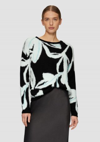 s.Oliver Strickpullover mit Intarsienmuster - schwarz