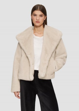 s.Oliver Kuschelige Jacke in Felloptik - beige