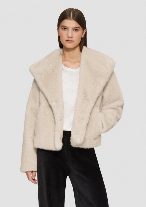 s.Oliver Kuschelige Jacke in Felloptik - beige