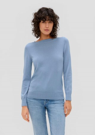 s.Oliver Longsleeve mit U-Boot-Ausschnitt - blassblau