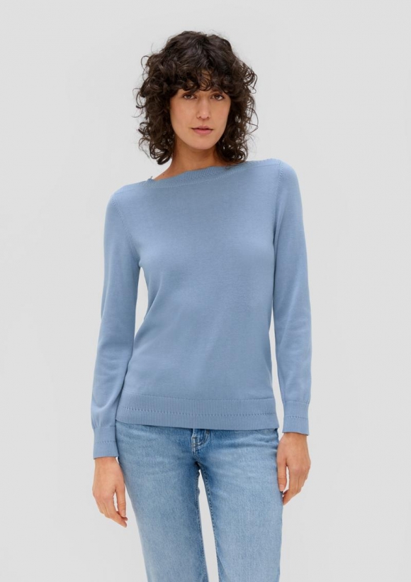 s.Oliver Longsleeve mit U-Boot-Ausschnitt - blassblau