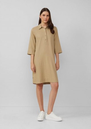 s.Oliver Kurzes Blusenkleid aus Leinenmix mit Eingrifftaschen - beige