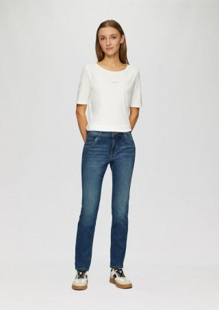 s.Oliver Jeans Betsy / Slim Fit / Mid Rise / Slim Leg / mit Zipp-Detail - blau