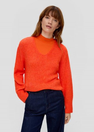 s.Oliver Flauschiger Strickpullover - orange