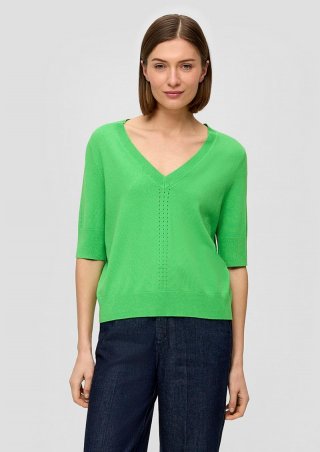 s.Oliver Strickshirt mit Lochmuster - grün