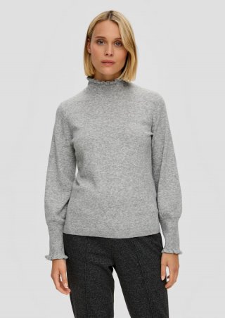 s.Oliver Strickpullover mit Raffung - grau meliert