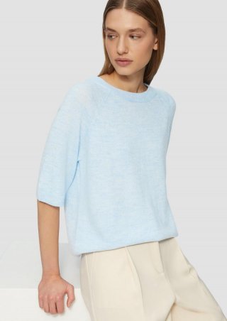 s.Oliver Kurzarmpullover im Relaxed Fit - hellblau