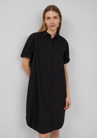 s.Oliver Kleid aus Popeline mit Eingrifftaschen im Relaxed Fit - schwarz