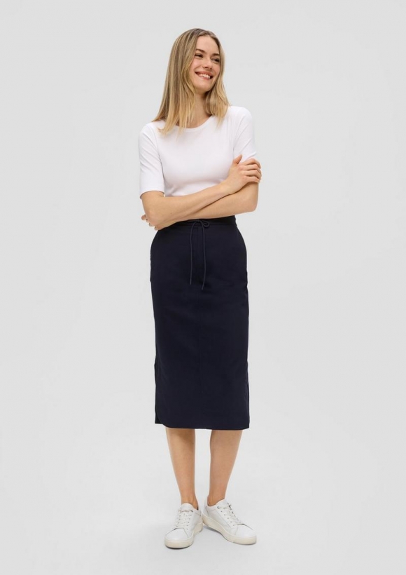 s.Oliver Midi-Rock mit Elastikbund - navy