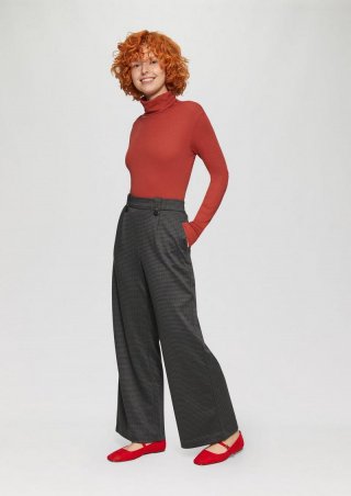 s.Oliver Gemusterte Wide-Leg-Hose aus Interlock-Jersey - schwarz
