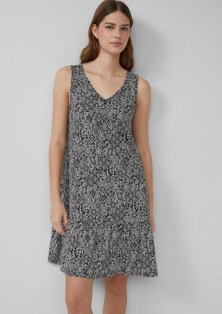 s.Oliver Kurzes Jersey-Kleid mit Schleifendetail am Rücken - schwarz