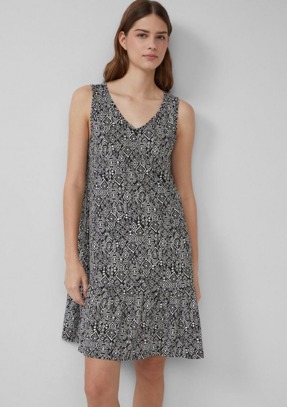s.Oliver Kurzes Jersey-Kleid mit Schleifendetail am Rücken - schwarz