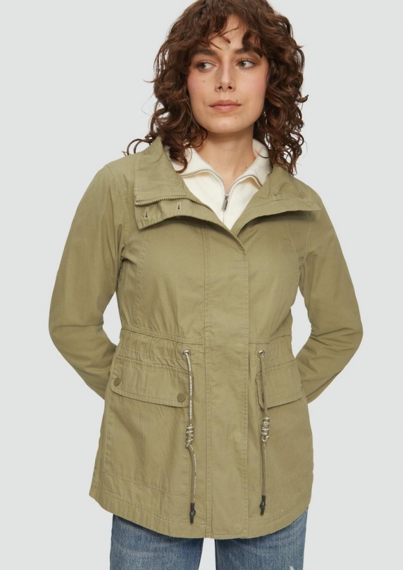 s.Oliver Baumwolljacke mit Tunnelzug in der Taille - olivgrün