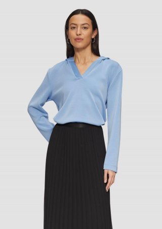 s.Oliver Kapuzenshirt aus Sweat mit Satin-Details - hellblau