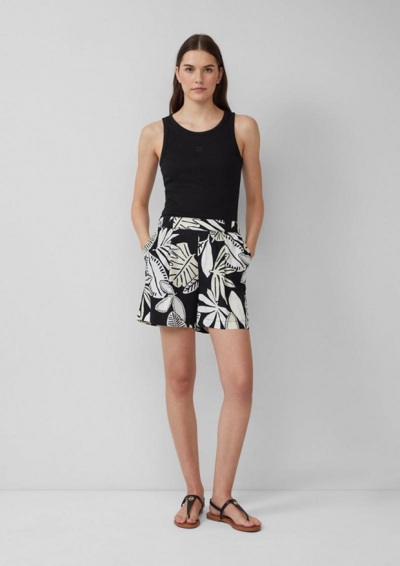 s.Oliver Shorts aus Leinenmix mit Eingrifftaschen - schwarz