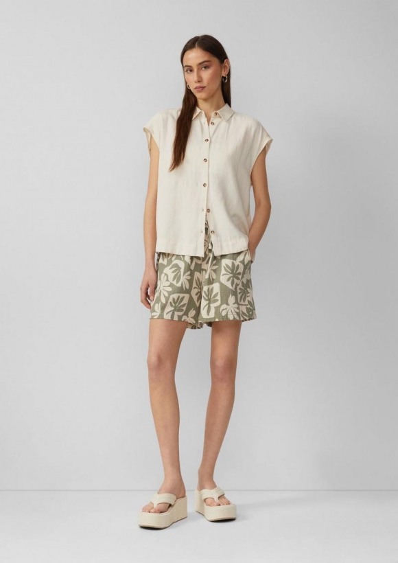 s.Oliver Shorts aus Musselin - salbeigrün