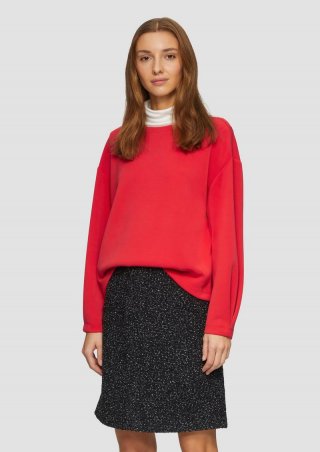 s.Oliver Scuba-Sweatshirt aus Modalmix mit Faltendetail - rot