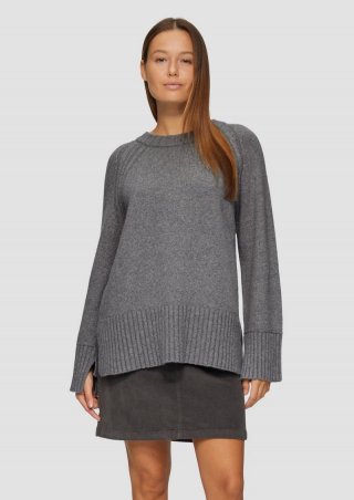 s.Oliver Strickpullover mit Raglanärmeln und Schlitz am Saum - graphit