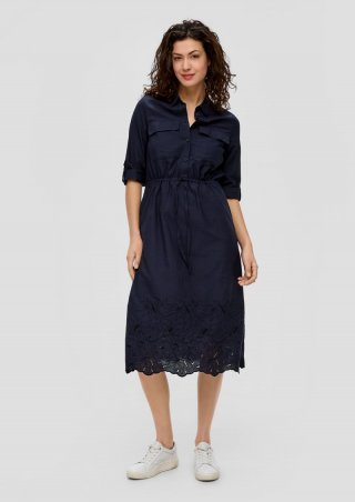 s.Oliver Langes Hemdkleid mit Broderie Anglaise - navy