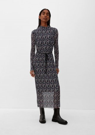 s.Oliver Meshkleid mit Faltenstruktur - schwarz