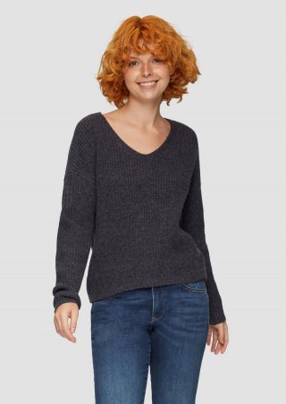 s.Oliver Pullover mit überschnittenen Schultern in Melange-Optik - schwarz
