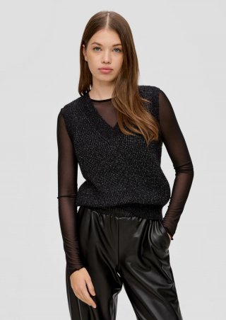 s.Oliver Strickpullunder mit V-Neck - schwarz