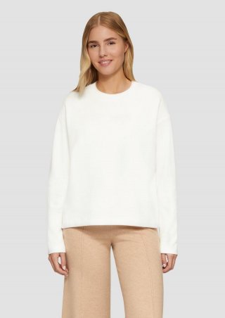 s.Oliver Weiches Sweatshirt mit gebrushter Oberfläche - creme