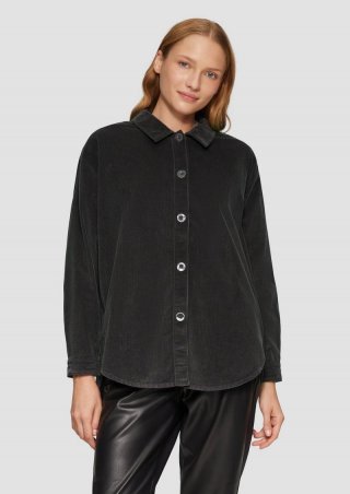 s.Oliver Overshirt aus Cord mit seitlichen Eingrifftaschen - dunkelgrau