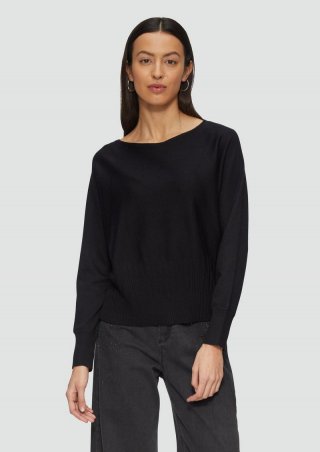 s.Oliver Strickpullover mit Strukturmuster am Saum - schwarz