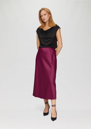 s.Oliver Midi-Rock aus Satin - fuchsia
