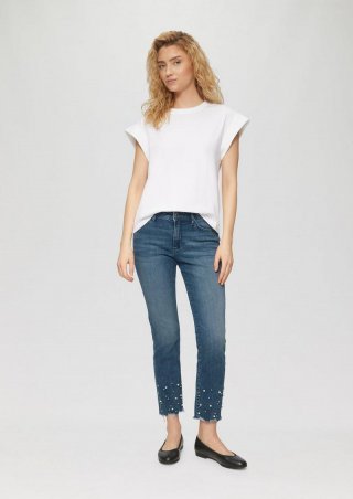 s.Oliver Ankle-Jeans Betsy / Slim Fit / Mid Rise / Slim Leg / Schmucksteine - blau