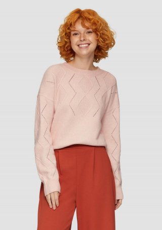 s.Oliver Pullover aus Viskosemix mit Ajour-Muster - rosa