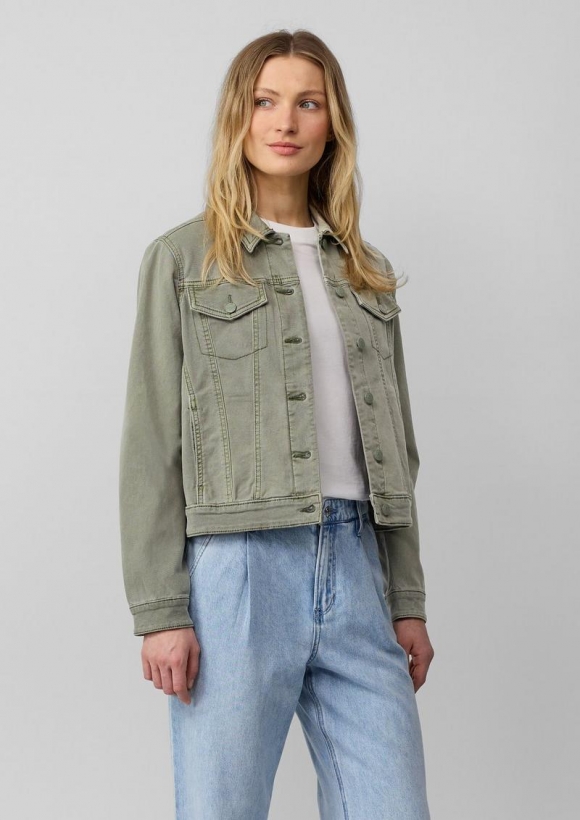 s.Oliver Elastische Jeansjacke mit seitlichen Eingrifftaschen - salbeigrün