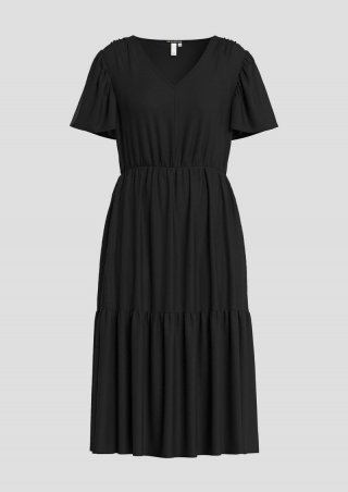 s.Oliver Viskosekleid mit All-over-Print - schwarz