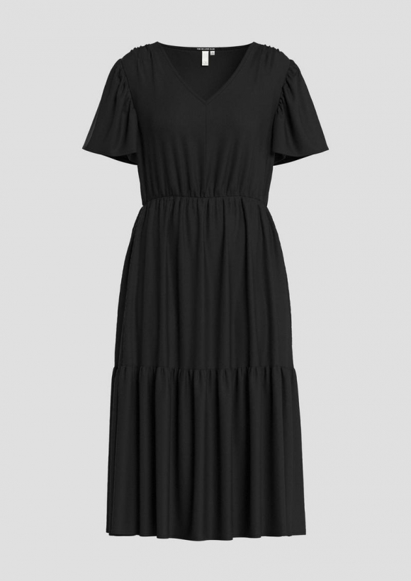 s.Oliver Viskosekleid mit All-over-Print - schwarz