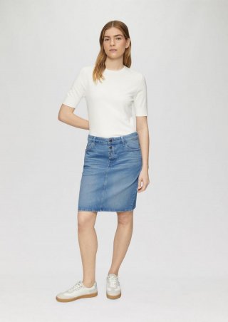 s.Oliver 360° Denim / Kurzer Jeans-Rock mit Knopfdetail - blau