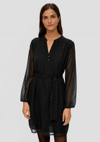 s.Oliver Kurzes Kleid aus Chiffon - schwarz