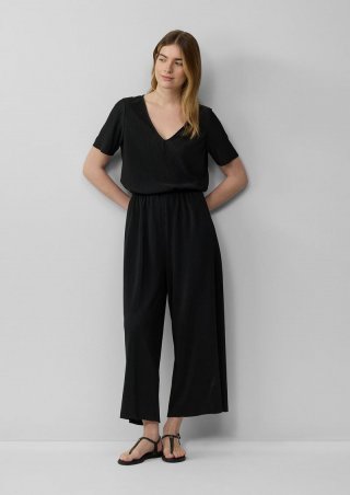 s.Oliver Jumpsuit mit Culotte aus plissierter Jerseyware - schwarz